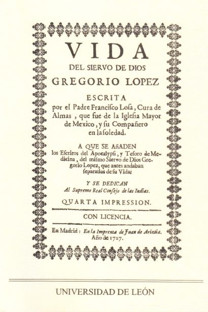 Vida del siervo de Dios Gregorio López